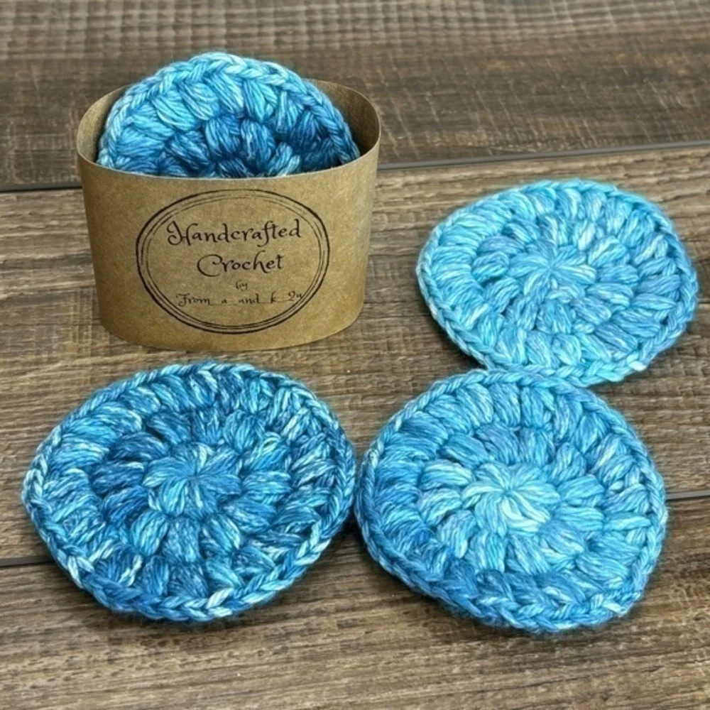 Handcrafted Crochet Face Round Makeup Remover Scrubbies Set‎ Cotton Yarn